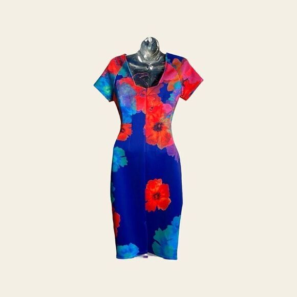 Felicity & Coco Women’s Small Lizette Floral Multicolor Pencil Dress - Picture 3 of 7
